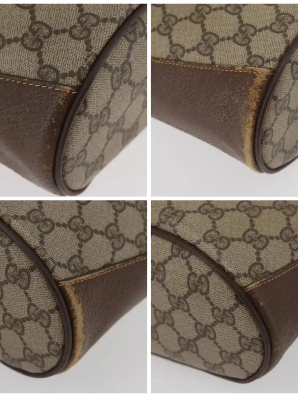 GUCCI GG Supreme Web Sherry Line Bag PVC Beige Gold 40 02 081 Auth YKZ594